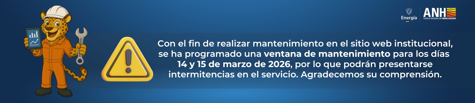 Banner matenimiento sitio web 14032026