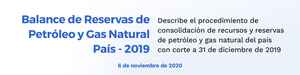 Balance de Reservas de Petróleo y Gas natural del país en el 2019