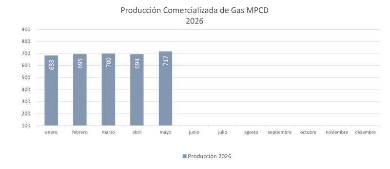 Producción comercializada gas mayo