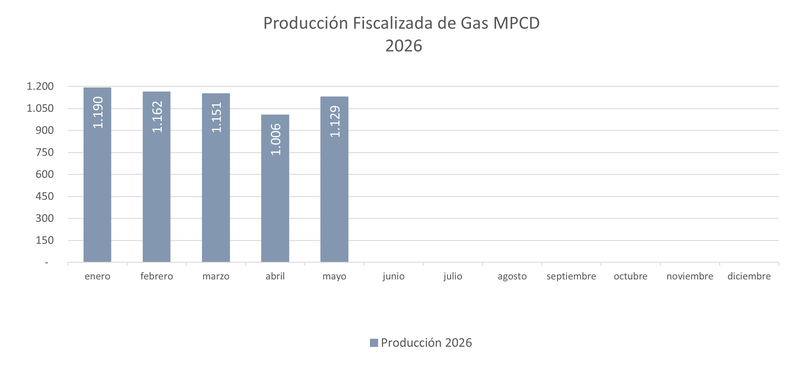 Producción fiscalizada gas mayo